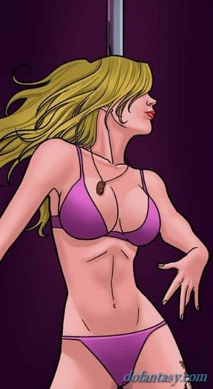 Purple lingerie stripper showing